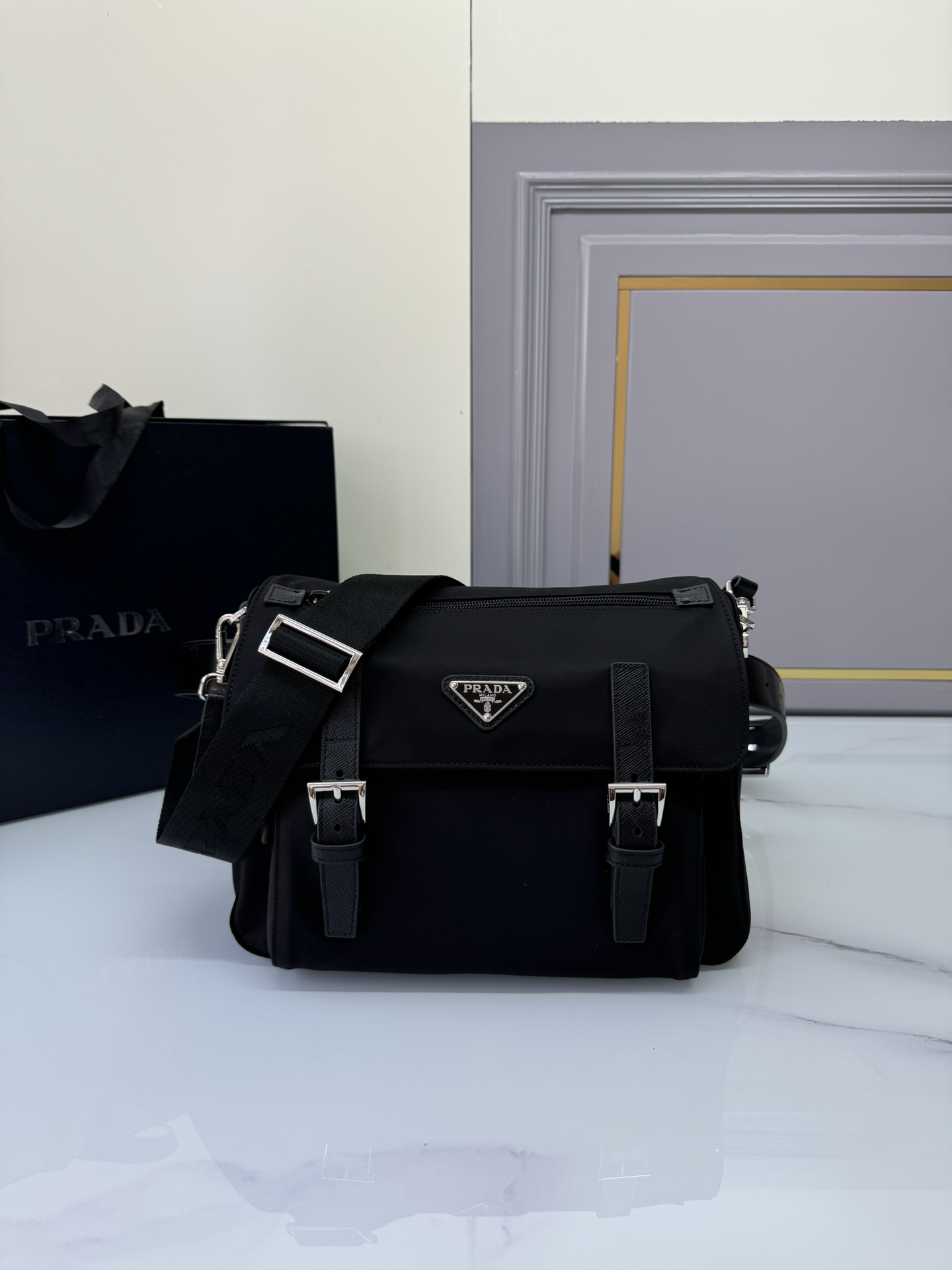 TOP PRADA Shoulder Bag Nylon 27x20.5x12cm - Black