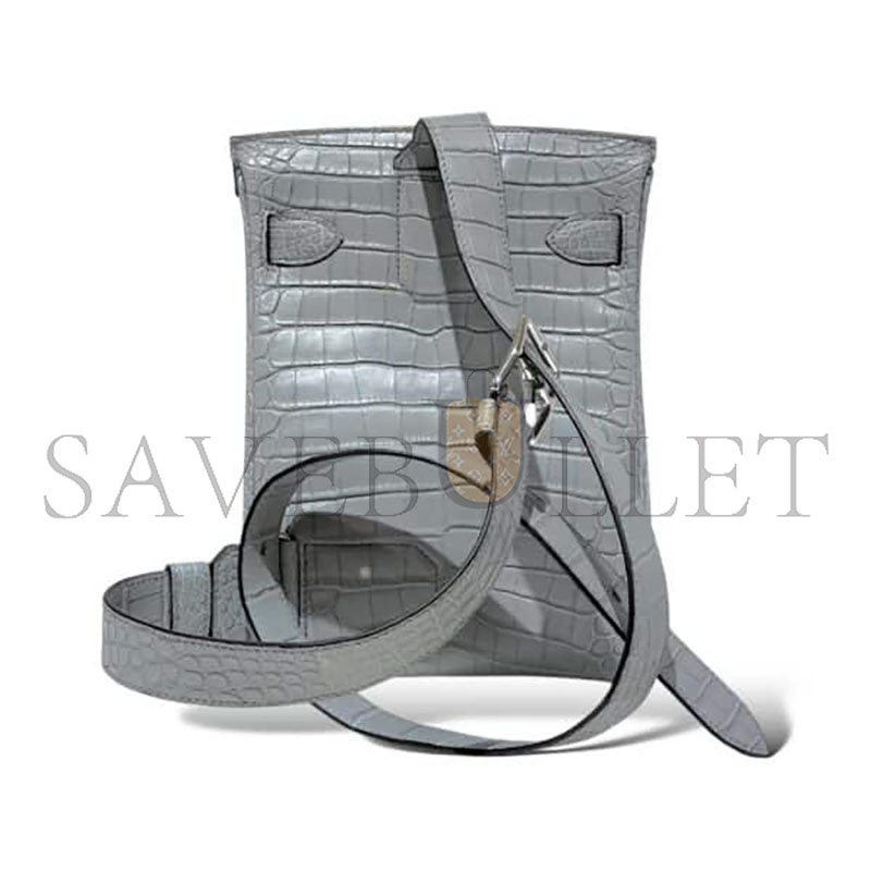 HERMÈS MASTER HAC A DOS PM BACKPACK IN GRIS CIMENT ALLIGATOR (26*17*8cm)