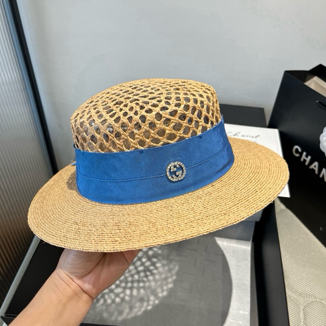 TOP GUCCI Hollow Weaving Hat - 2 Colors