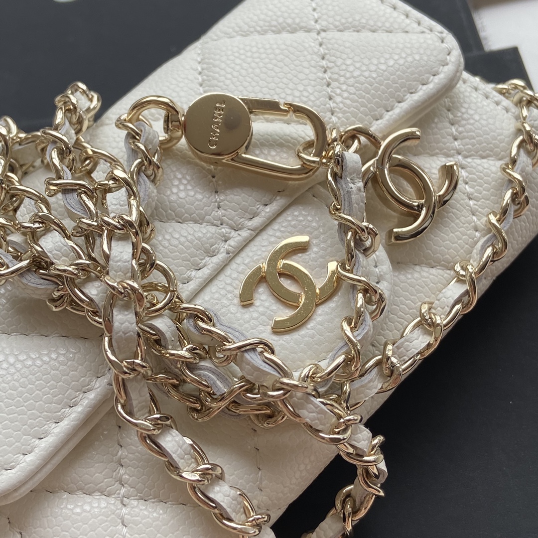 TOP CHANEL Small Chain Card Bag Cowhide 11×7cm -  2 Colour