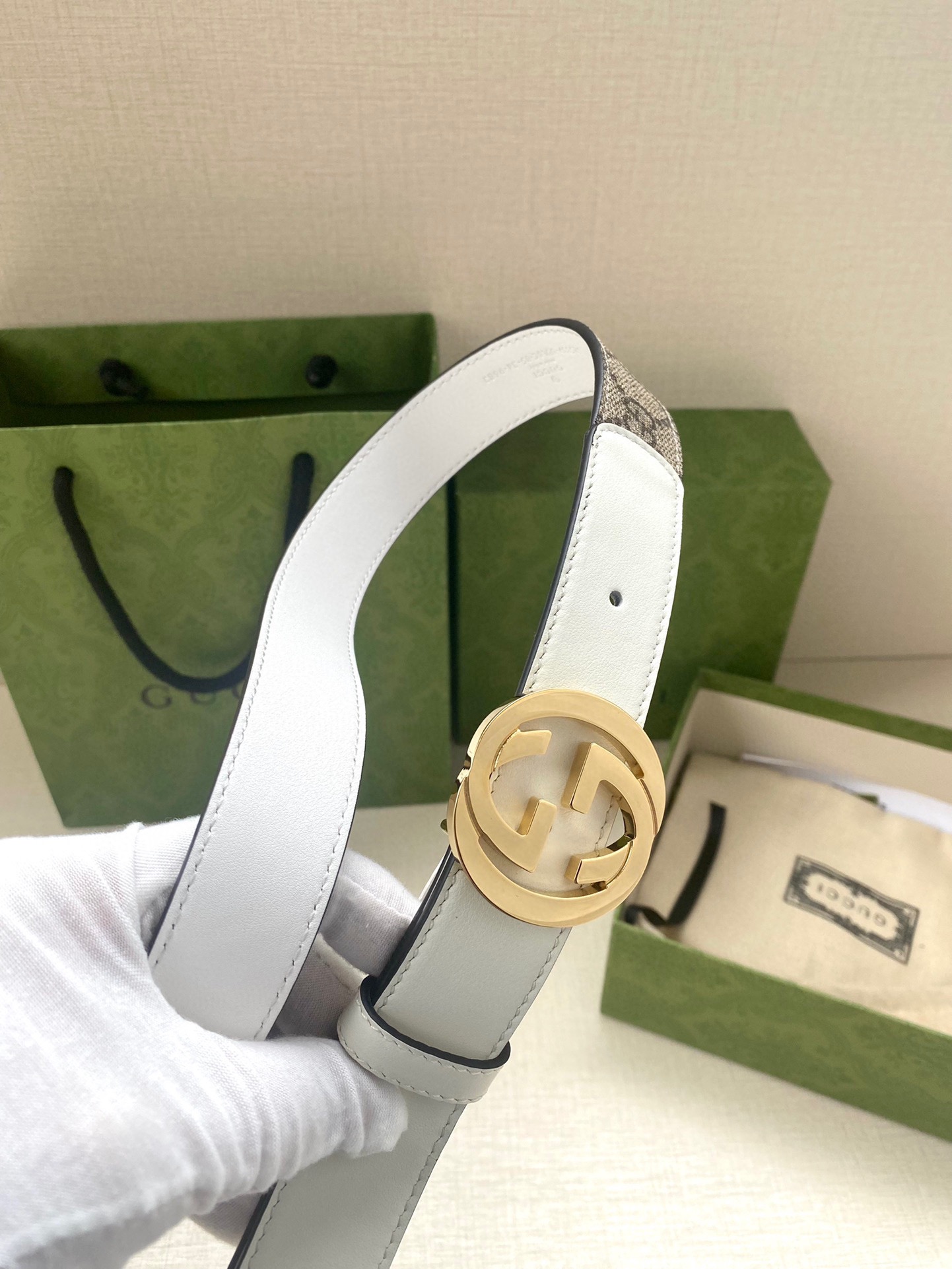 TOP GUCCI GG Supreme Canvas Belt Calfskin - 3.0cm