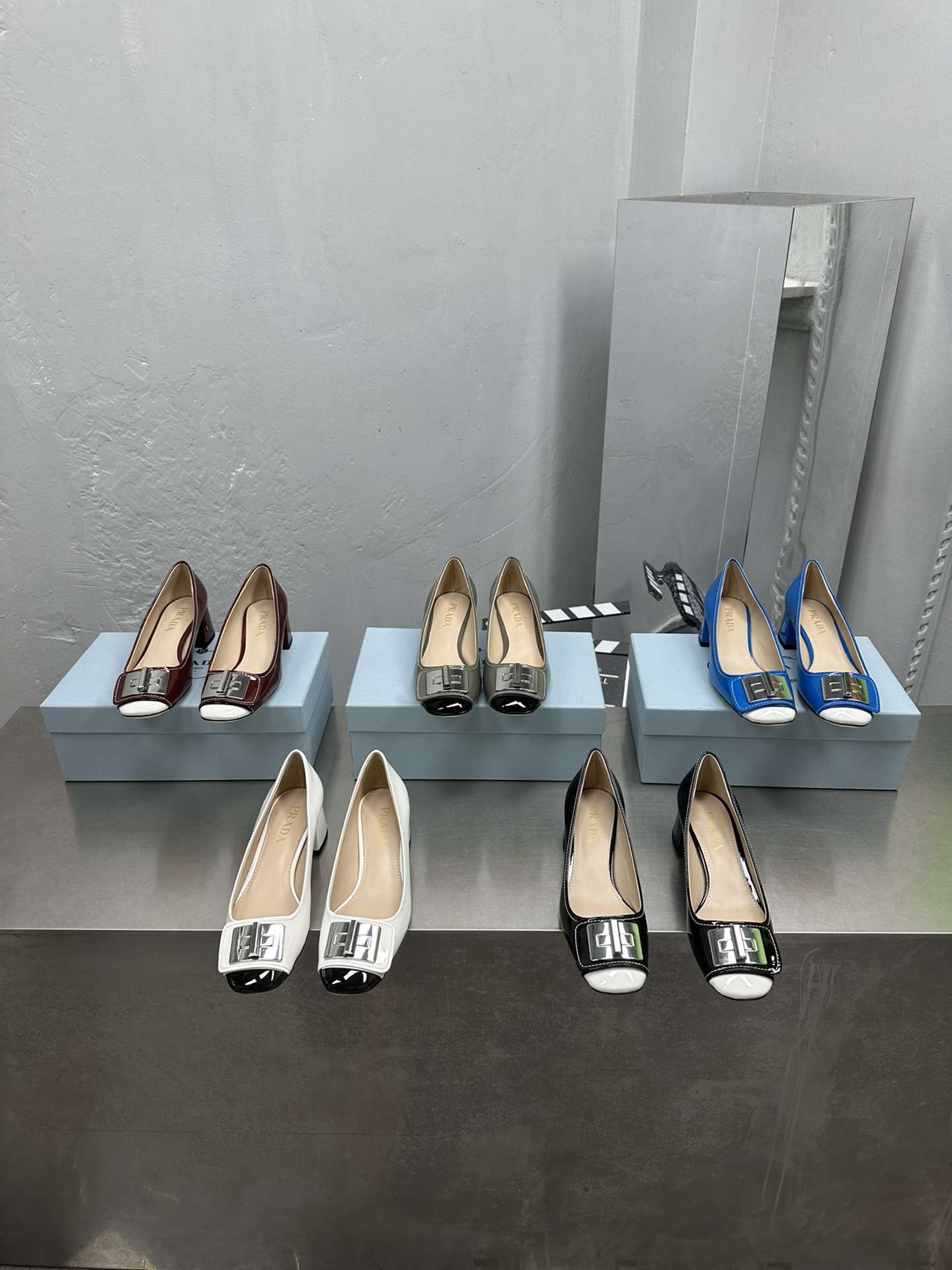 TOP PRADA Classic Color Matching Single Shoes - 4cm - 5 Colors