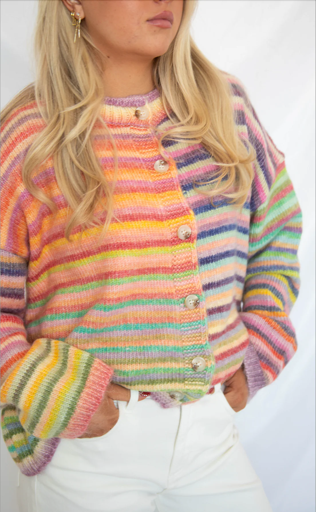 she's a rainbow cardigan sweater