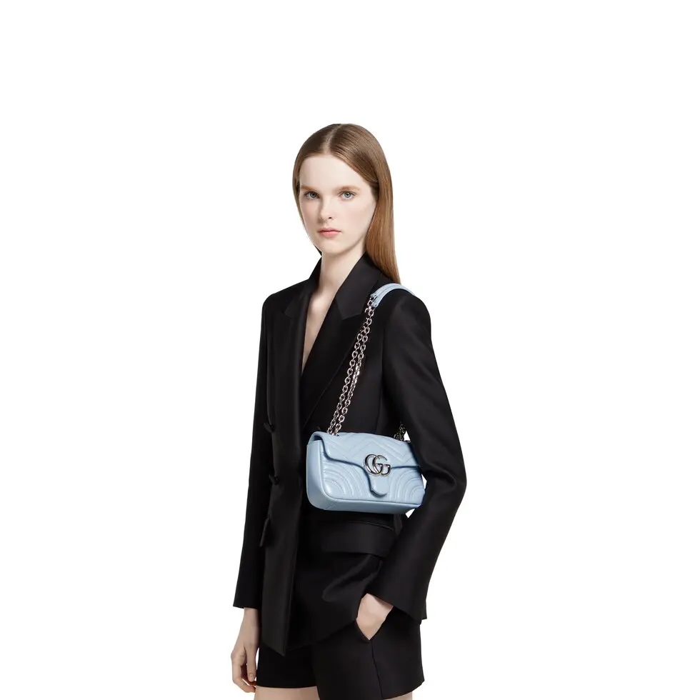 TOP GUCCI GG Marmont Bag 22x 12.5x 6 cm - Light Blue