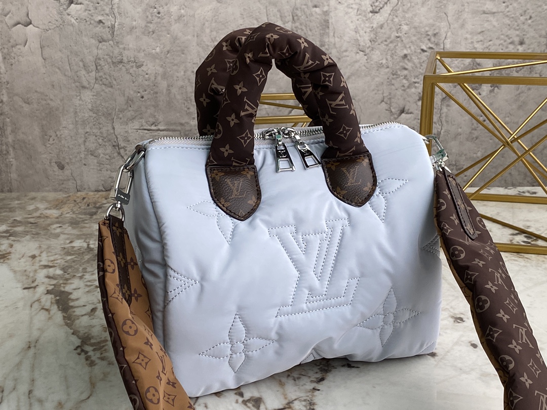 TOP Louis Vuitton LV Speedy Bandoulière 25 Bag Econyl/Mini Monogram 25x19x15cm - Light Blue/Dark Blue
