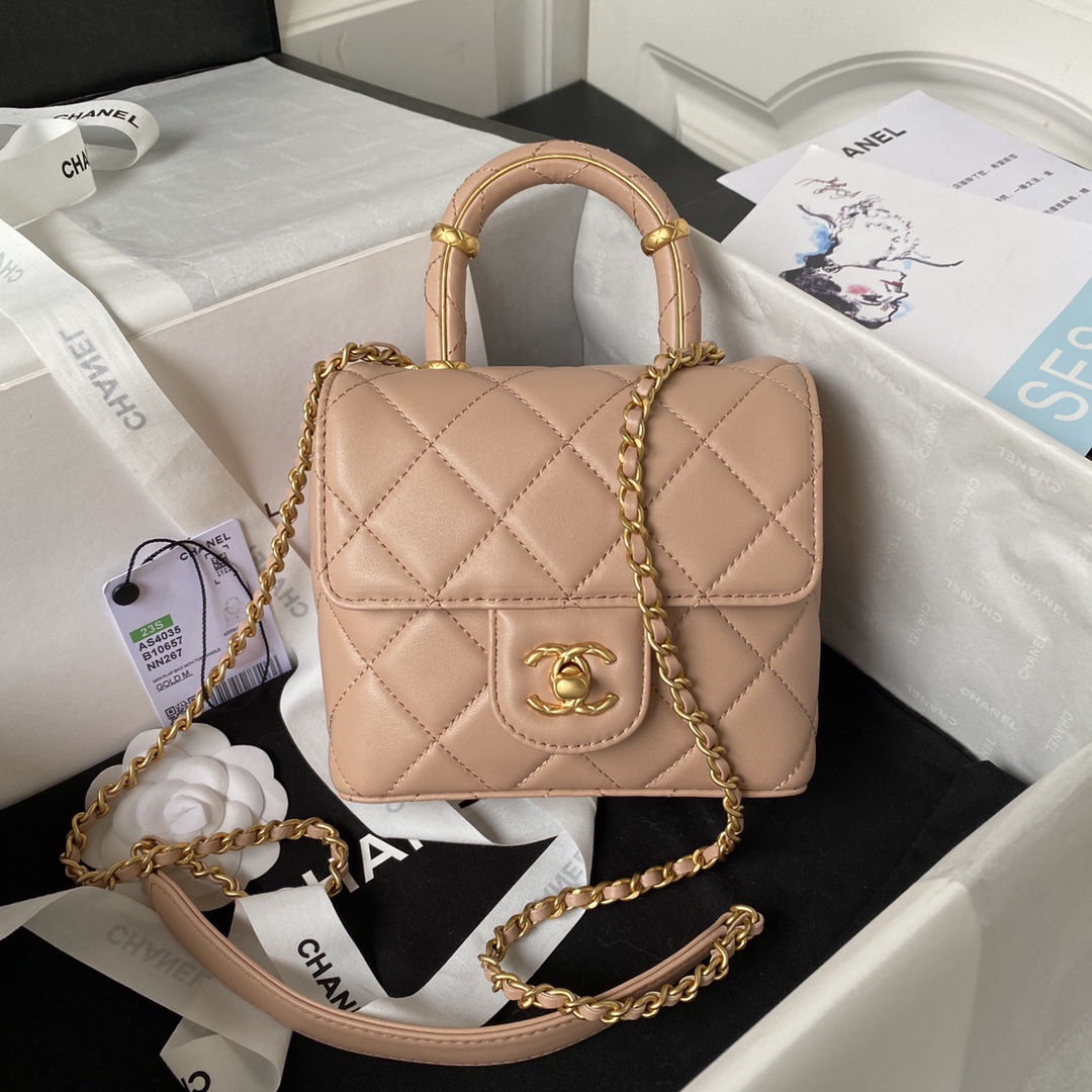 TOP CHANEL Lambskin Small Clutch 15*15.5*7.5 cm - Meat Pink