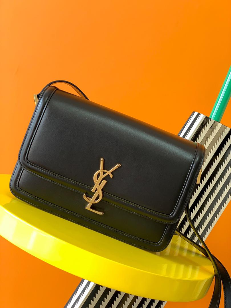 TOP Yves Saint Laurent YSL Solferino Medium Shoulder Bag - Black GHW