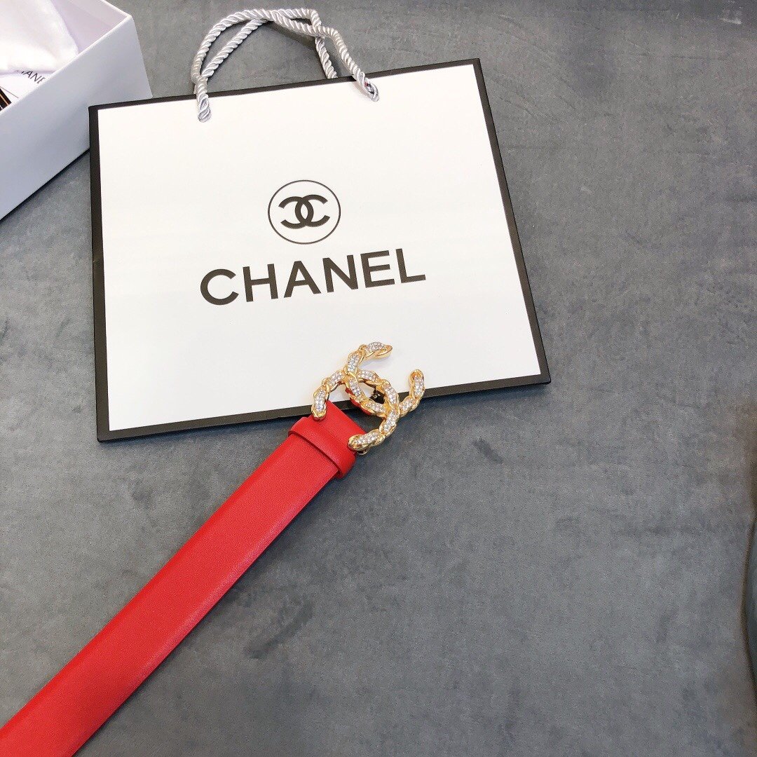 Chanel Belt With Double C Buckle Red Women Belt 30MM