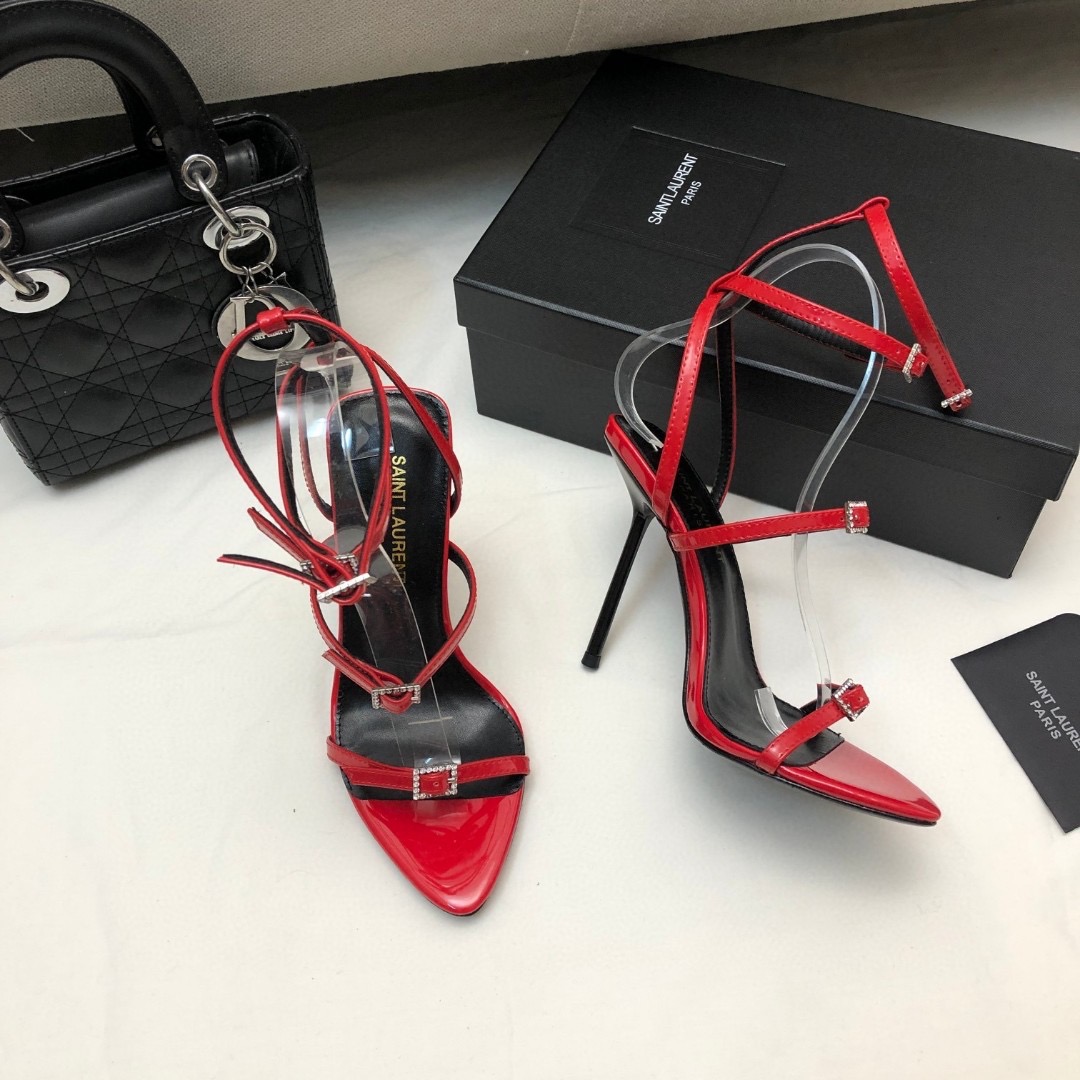 Saint Laurent YSL Strap And Buckle High Heels10.5CM Slide Sandal (Replica)