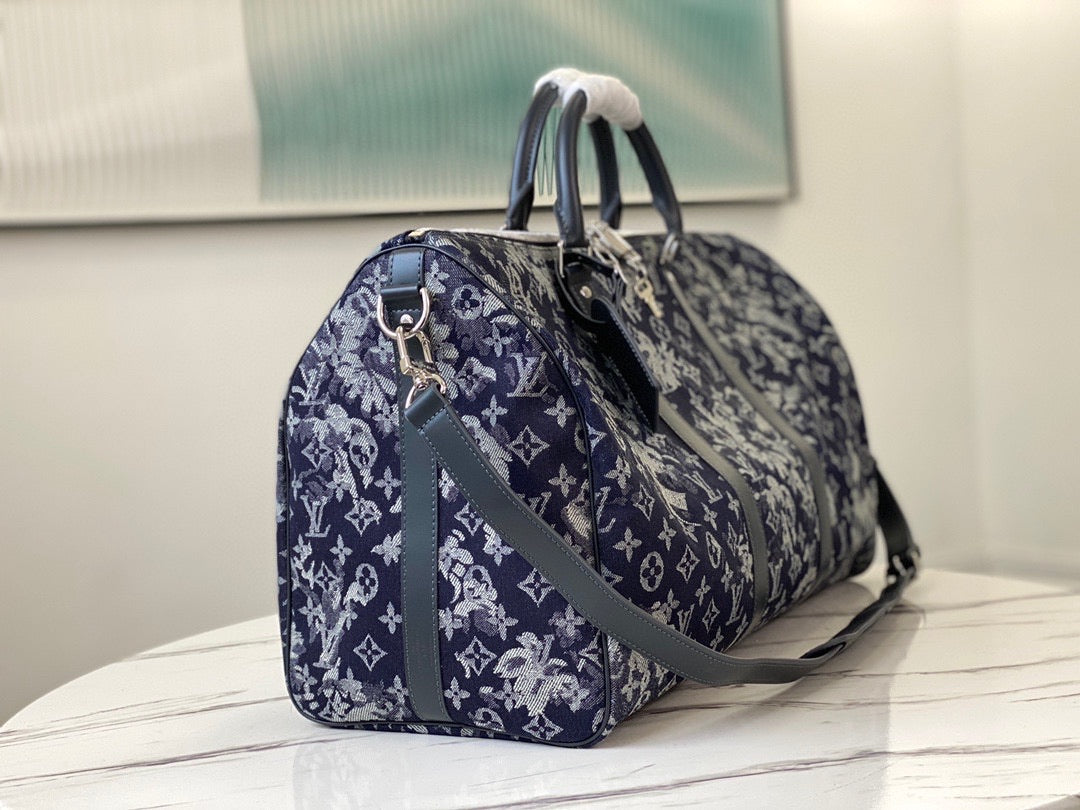 TOP Louis Vuitton LV Duffle Keepall Travel Bag 50cm - Virgil Denim