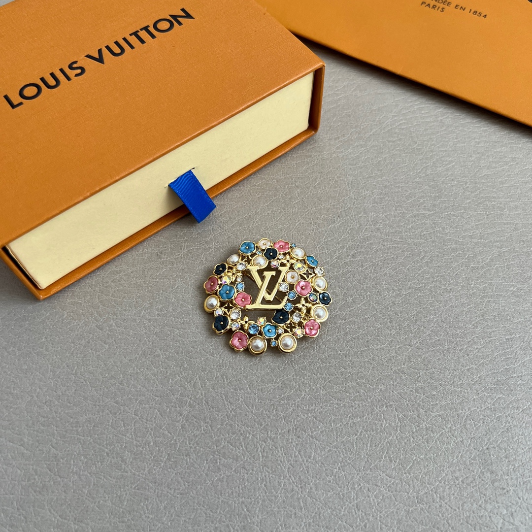 TOP Louis Vuitton LV Brooch - Gold