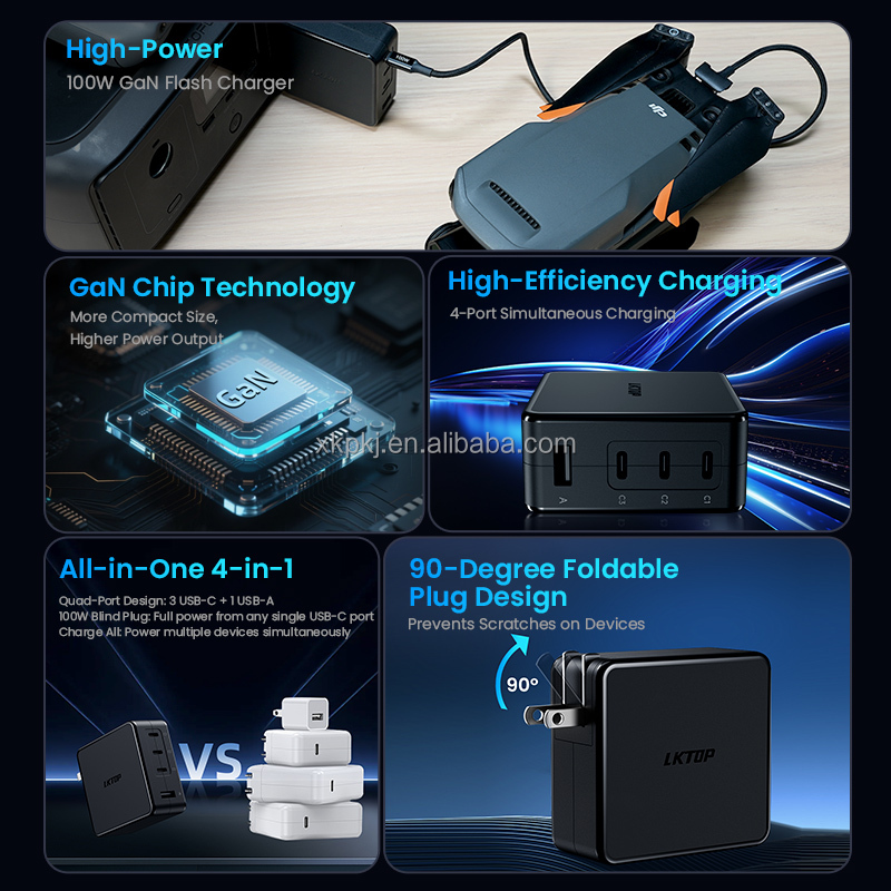 LKTOP 100W Charging Hub GaN Charger Compatible with DJI Agras Drone