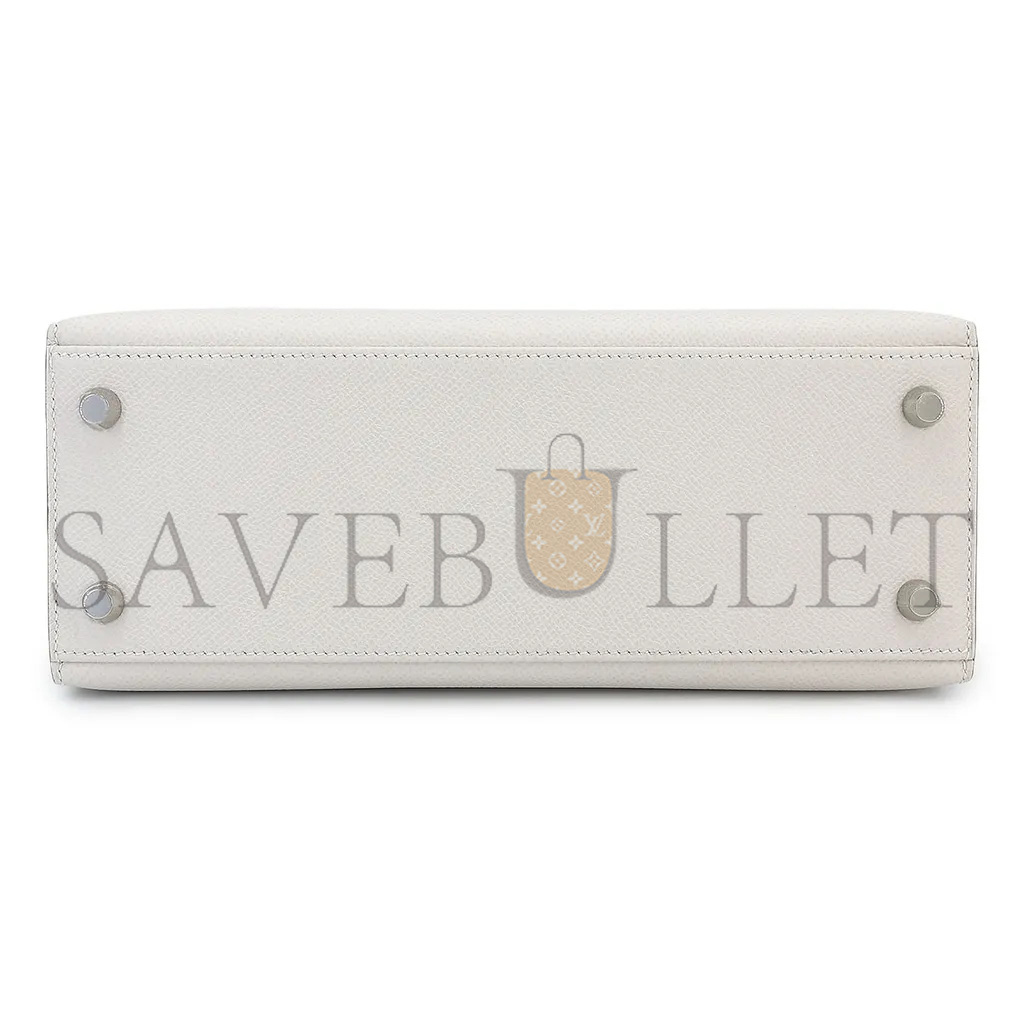 HERMÈS KELLY 25 MILK GRAY GRIS PALE EPSOM SILVER BUCKLE (25*17*7cm)