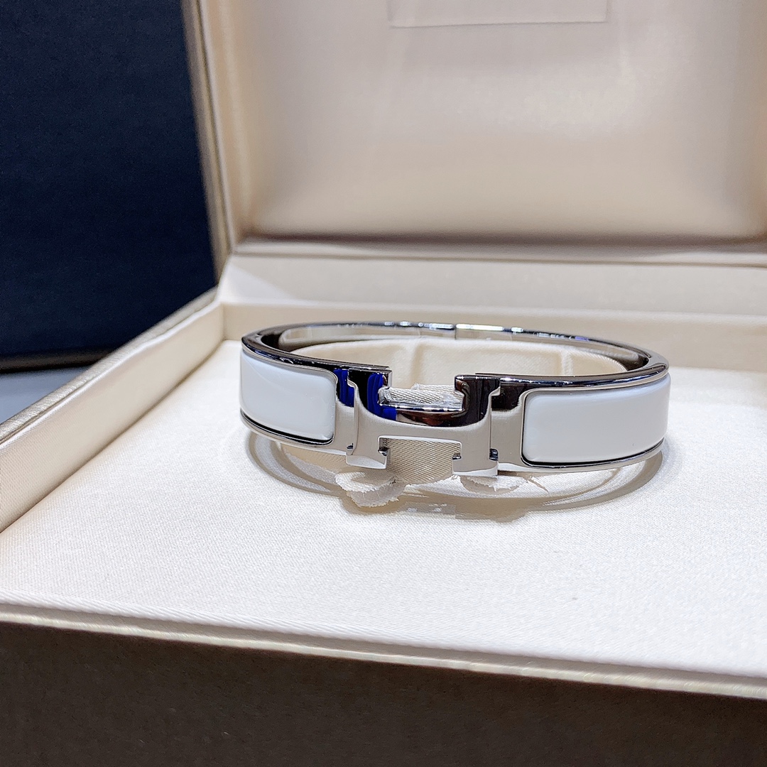 TOP HERMES H Bracelet - White