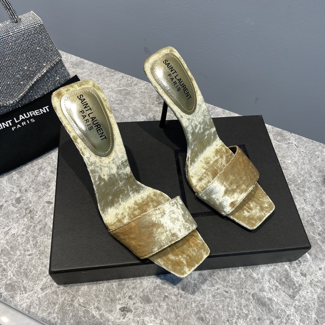 TOP Yves Saint Laurent YSL Lacquered high heeled sandals - 2 Color