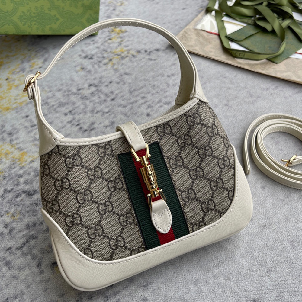 Gucci Jackie 1961 Canvas&Leather Shoulder Bags(Replica)
