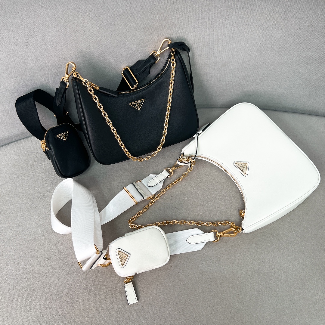 TOP PRADA Re-Edition 2005 Hobo Bag Cowhide 23x17x6.5cm - 2 Color