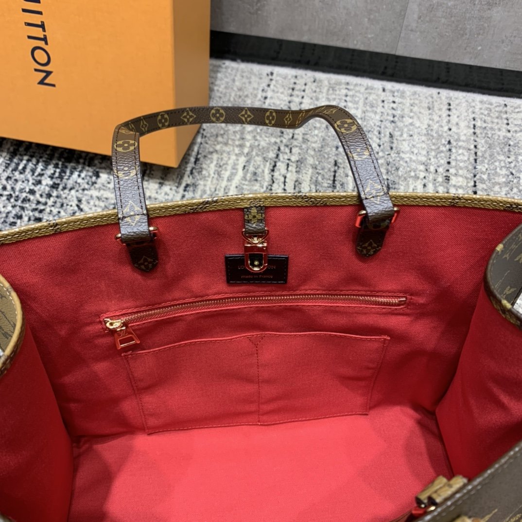 TOP Louis Vuitton LV  On The Go Giant Monogram MM 35x27x14cm-Brown
