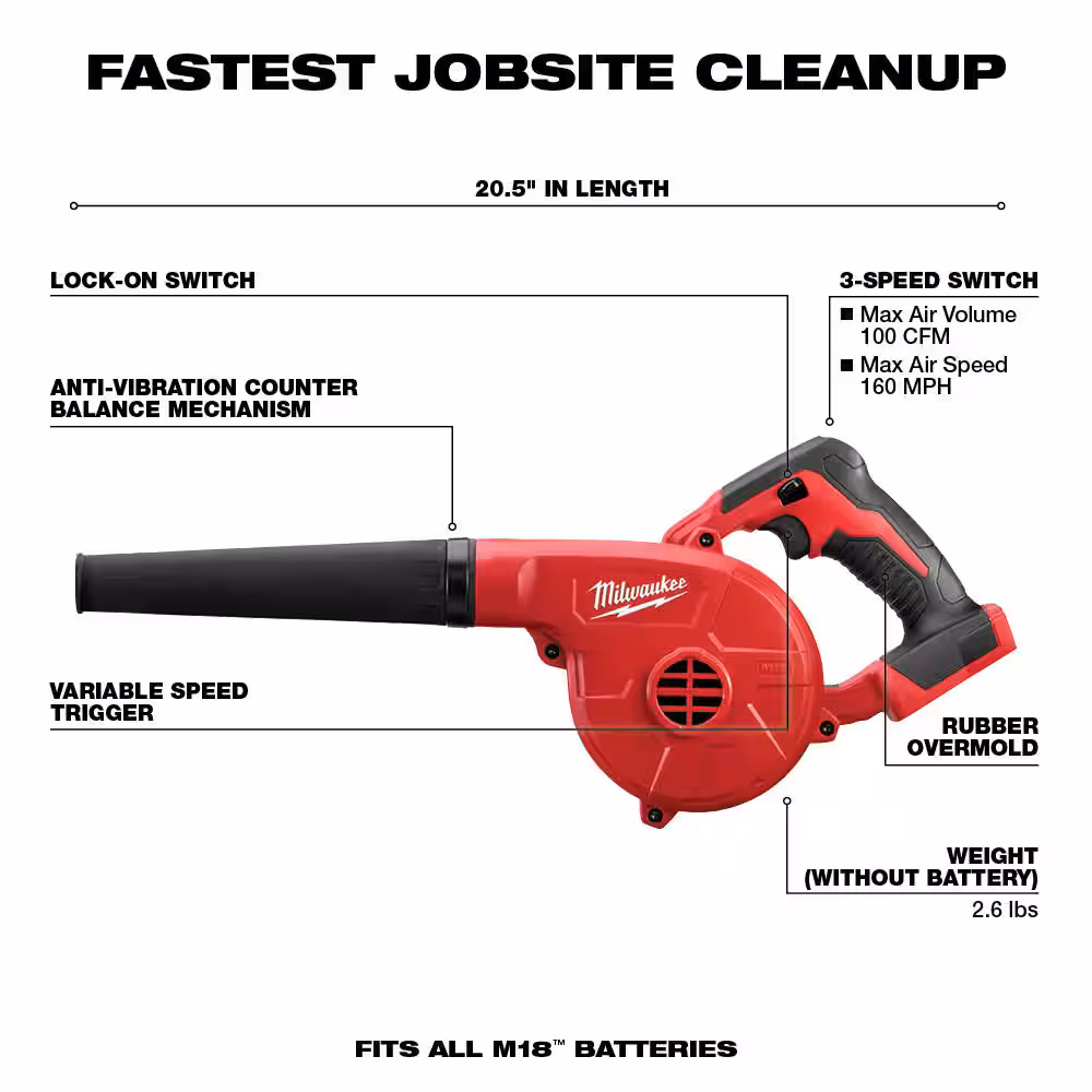 M18 18V Lithium-Ion Cordless Compact Blower (Tool-Only)