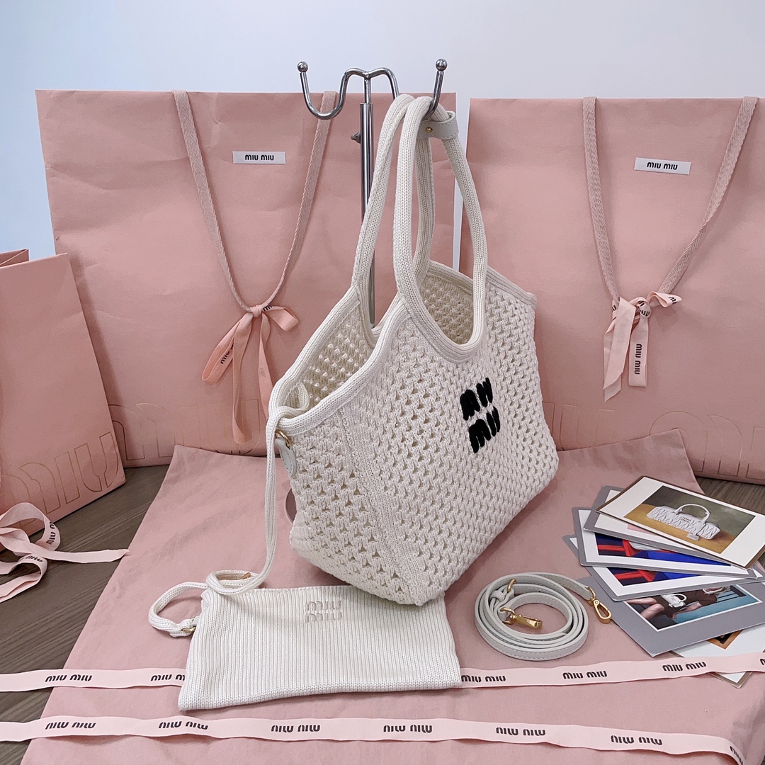 TOP Miu Miu Tote Bag 28X 26X12.5Cm - White