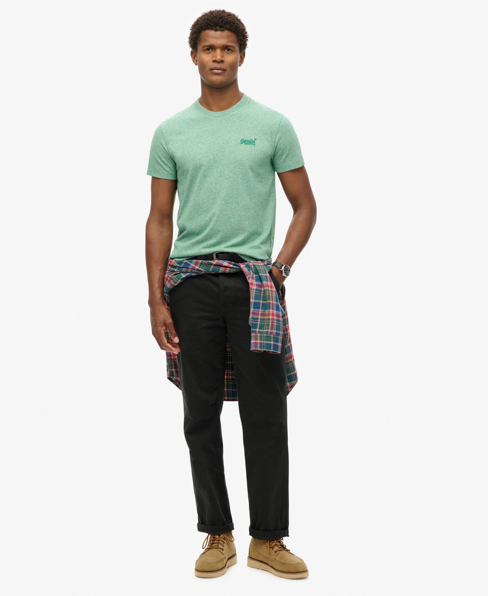 Essential Logo Embroidered Tee | Bright Green Grit