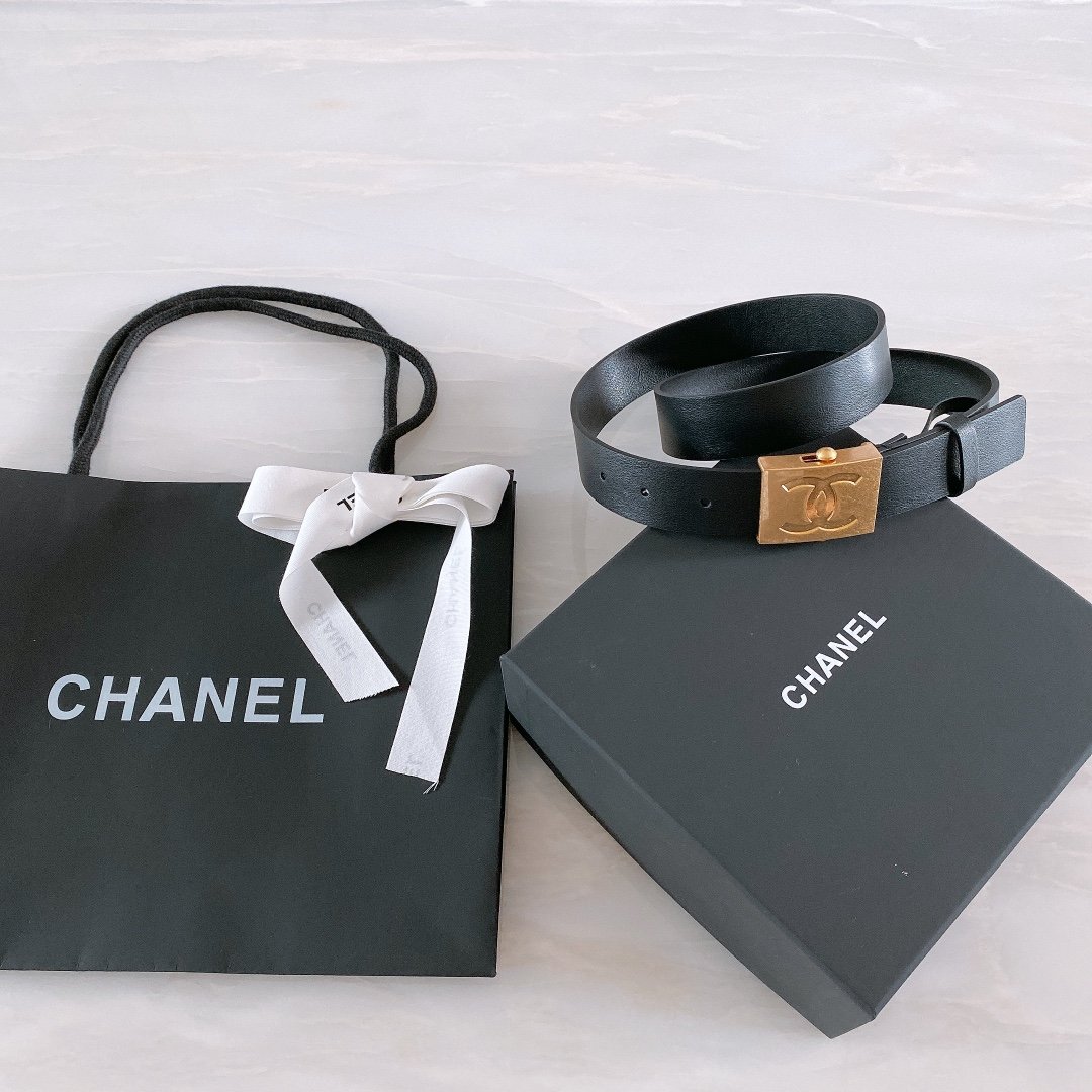 Chanel Belt With Ribbon Buckle Black Women Belt 30MM