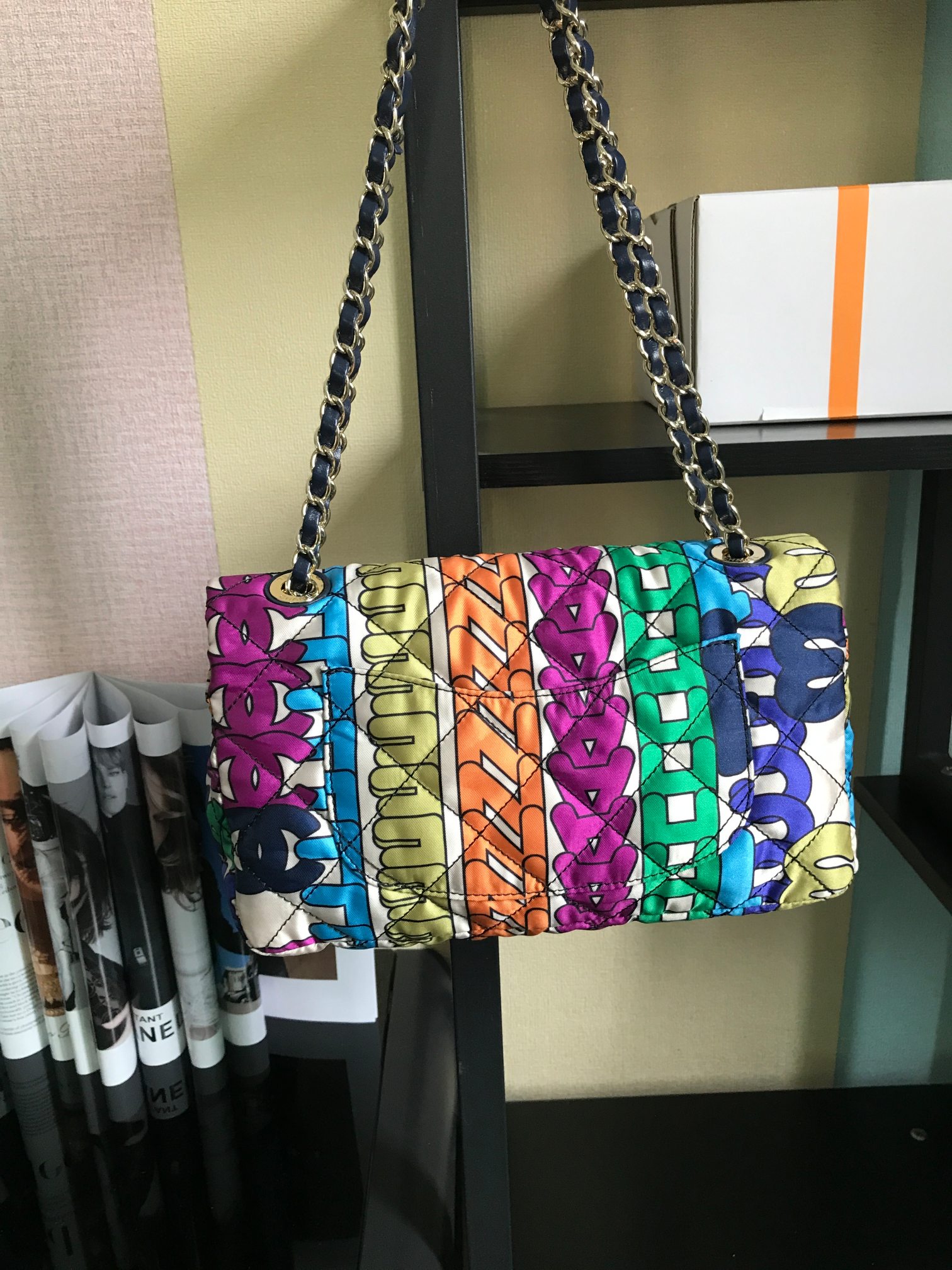 TOP CHANEL Classic Flap Bag Medium 24.5x15x5cm –  Rainbow Colors & GHW