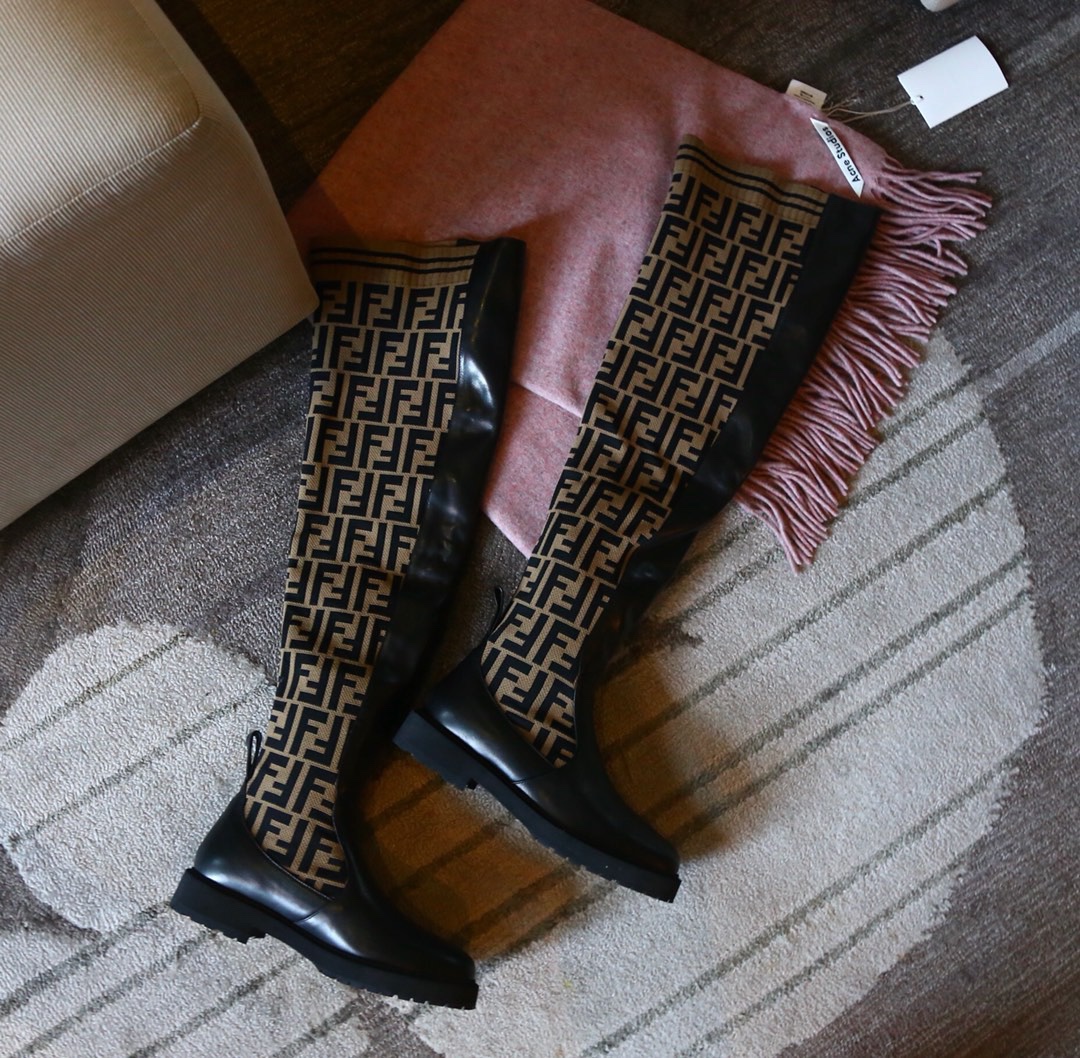 TOP FENDI FF Knitted Over-the-knee Boots - 3 Color