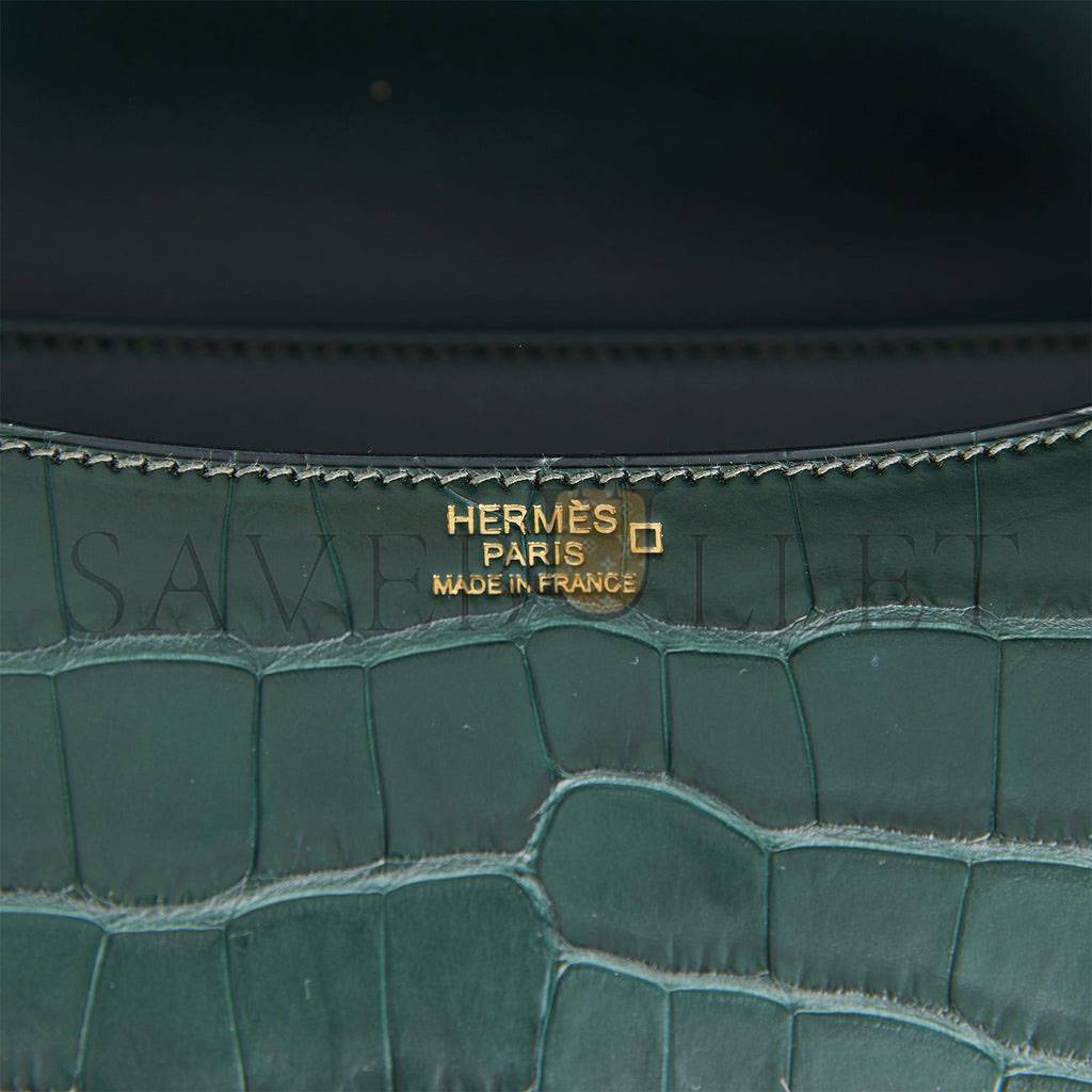 HERMES MASTER CONSTANCE 24 VERT FONCE MATTE ALLIGATOR GOLD HARDWARE (24cm)