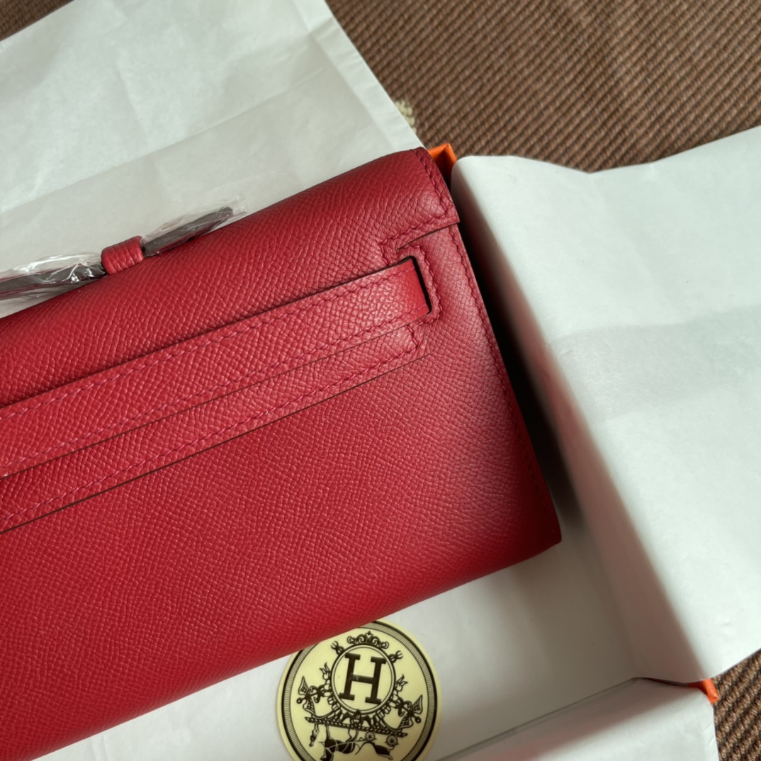 TOP HERMES Kelly Cut Elan 31 Clutch - 31*14*3cm - Red & SHW
