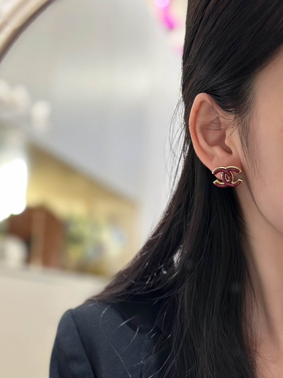 TOP CHANEL CC Earrings-Red