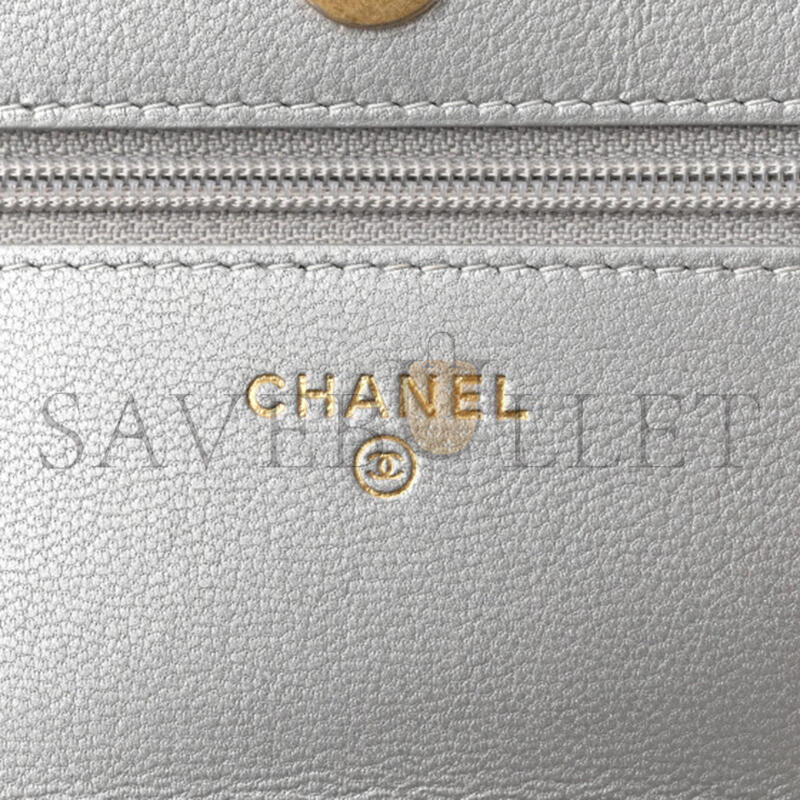 CHANEL METALLIC LAMBSKIN QUILTED 19 WALLET ON CHAIN WOC 1191203 (19*11*3cm)