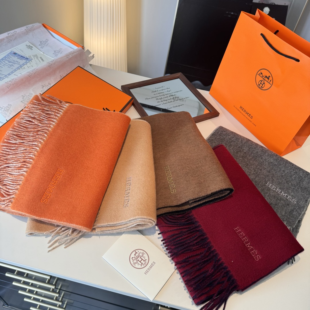 TOP HERMES Cashmere Scarf 180x30 cm - 5 Colors