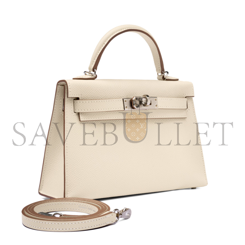 HERMES MINI KELLY SELLIER EPSOM PALLADIUM HARDWARE (19*12*5.5cm)
