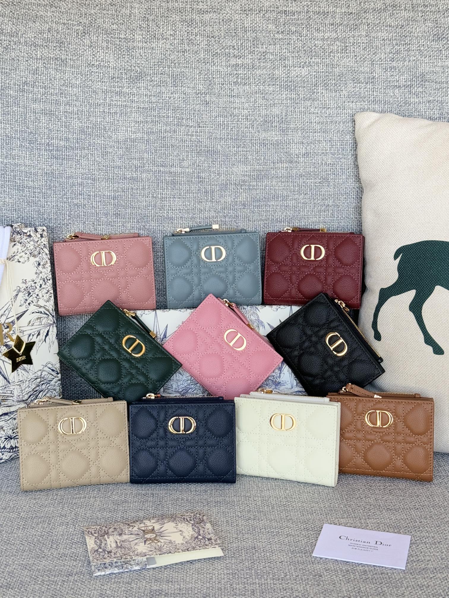 TOP Christian Dior Caro Dahlia Wallet 11.5x9x2cm - 10 Colour
