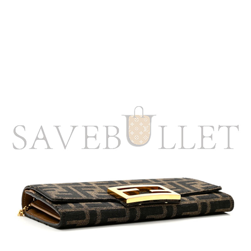 FENDI ZUCCA VITELLO CONTINENTAL WALLET ON CHAIN TOBACCO (18.5*9.5*3cm)