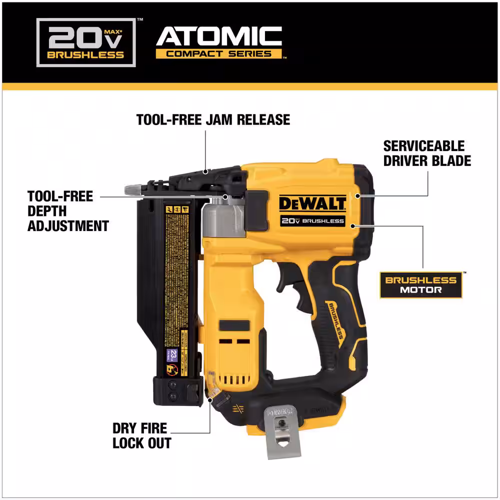 ATOMIC 20V MAX Lithium Ion Cordless 23 Gauge Pin Nailer Tool Only