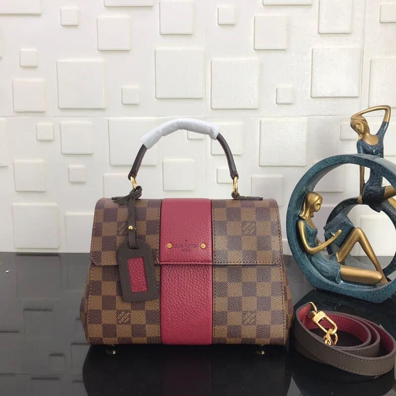TOP Louis Vuitton LV L*V Magnolia Damier Ebene Canvas Bond Street 17× 24×9 cm- Bordeaux