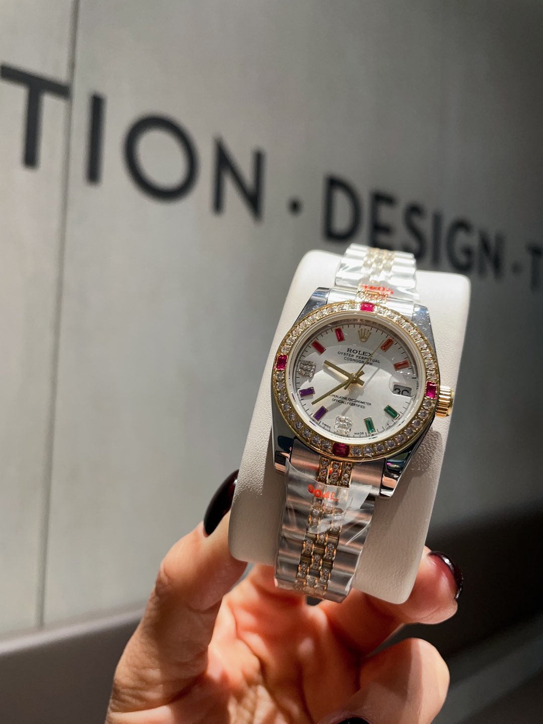 TOP ROLEX Watch with Crystal Diamond on Bezel 31mm - Silver/Gold&3 Color