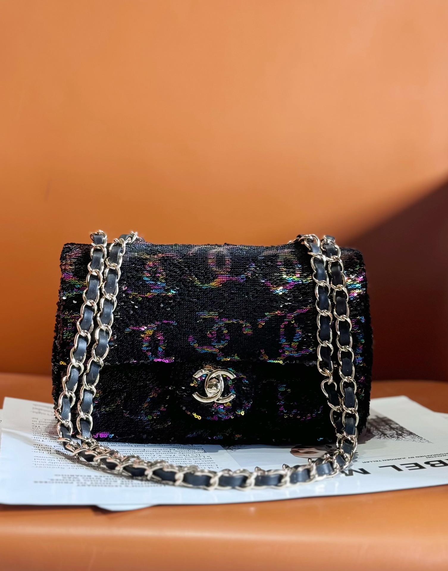 TOP CHANEL Classic Flap Bag CF Sequin 20cm - 2 Colors