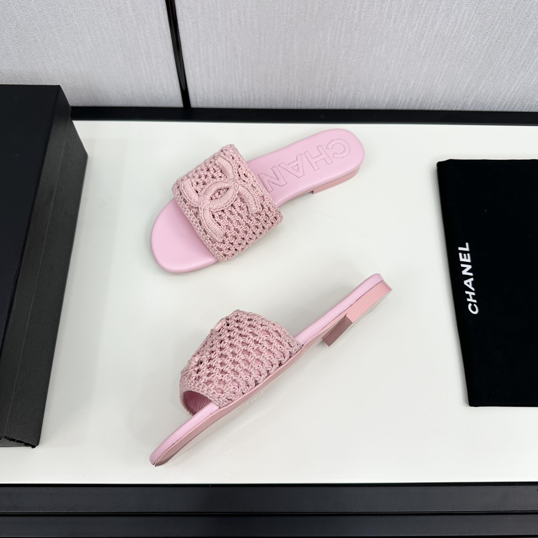 TOP CHANEL Flat Knitted Slippers - 3 Color