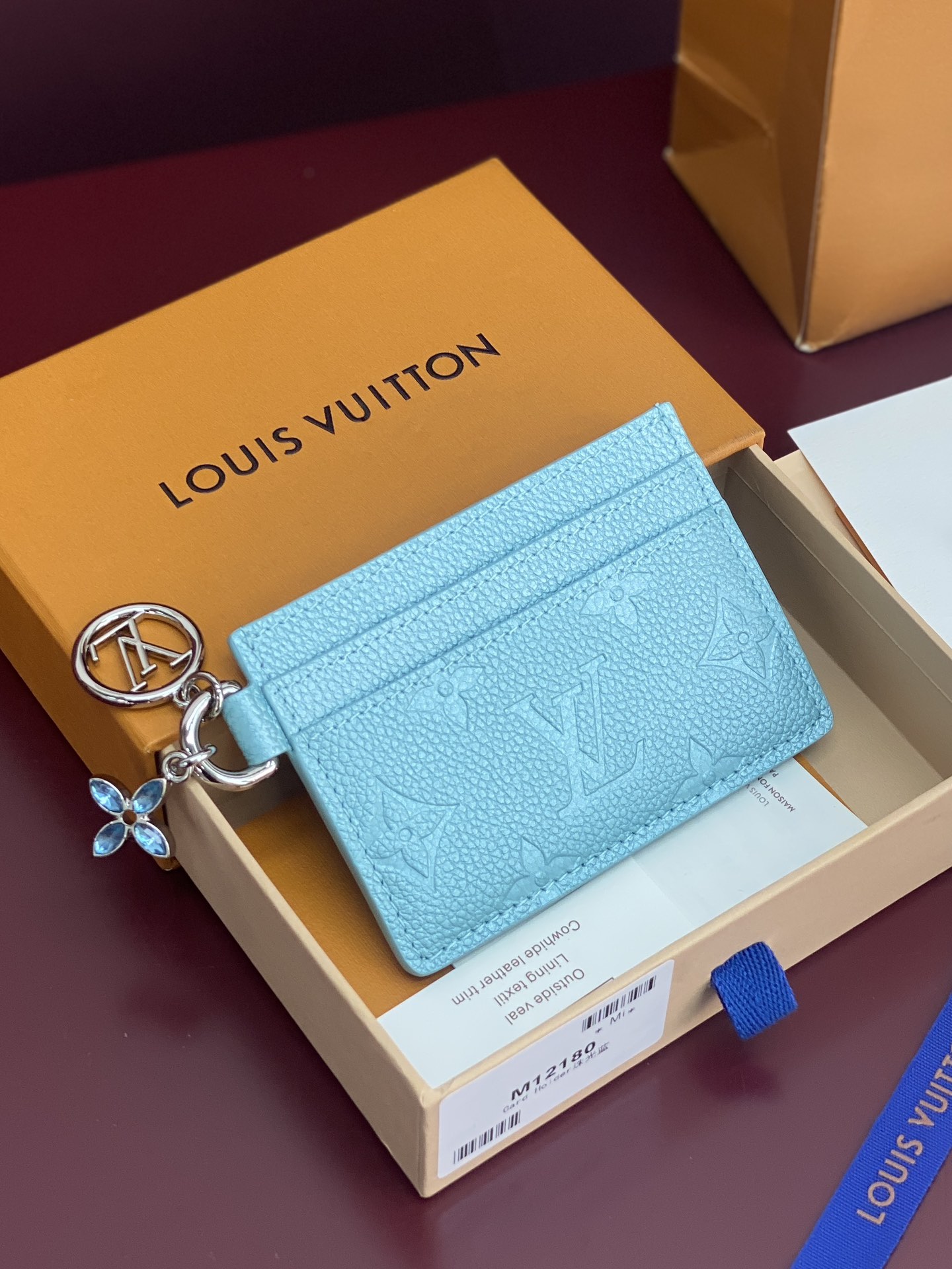 TOP Louis Vuitton LV Ski Charms Card Holder 10.2x7.3x0.3cm - Pearlescent Blue