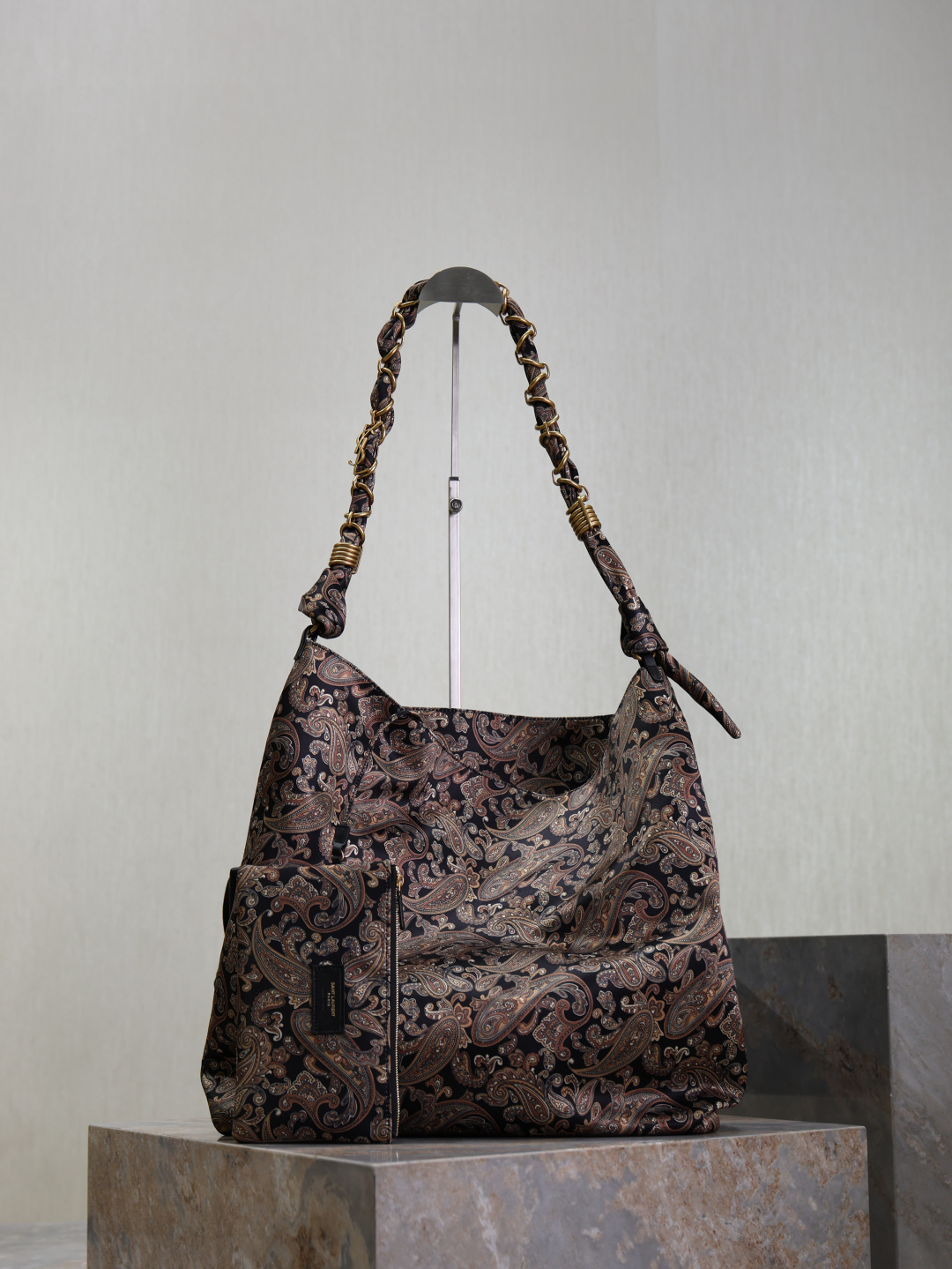 TOP Yves Saint Laurent YSL Le Cassandre  Jewelry Chain  Bag with Bohemian Style 40×50×1cm - Brown