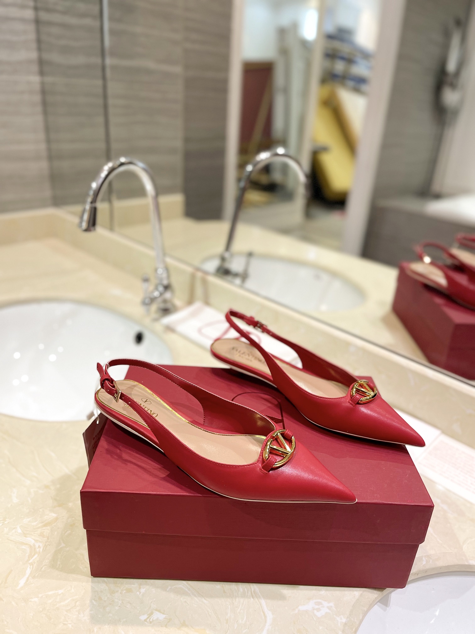 TOP VALENTINO Micro-heeled Mules with Mini Logo  - 5 Color