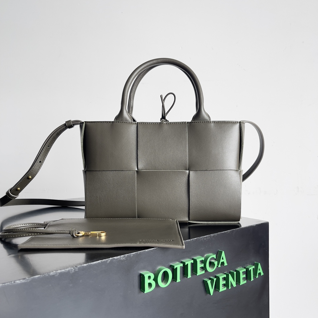 TOP Bottega Veneta BV Arco Tote Bag 25x16x8cm - Dark Khaki