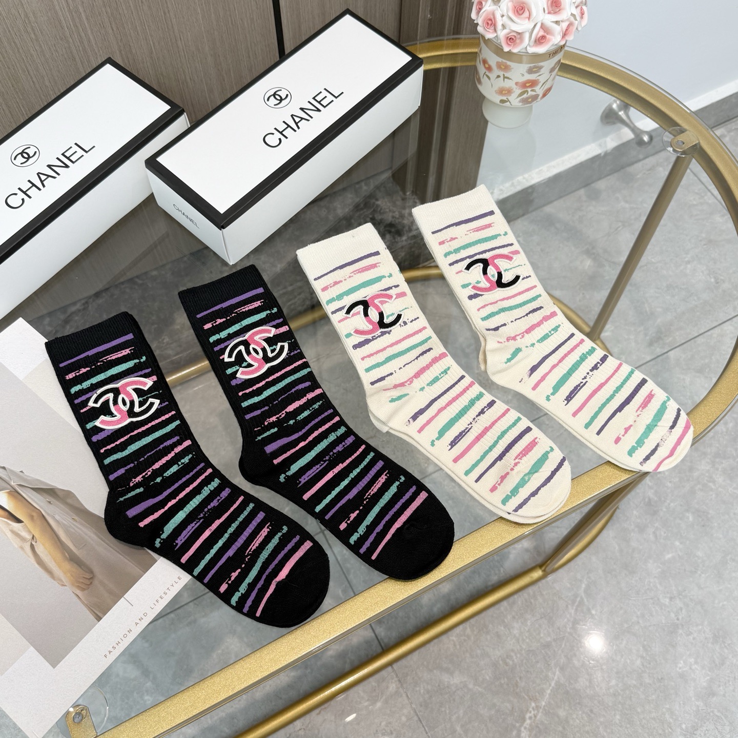 TOP CHANEL Socks - 4 Pieces as a Set