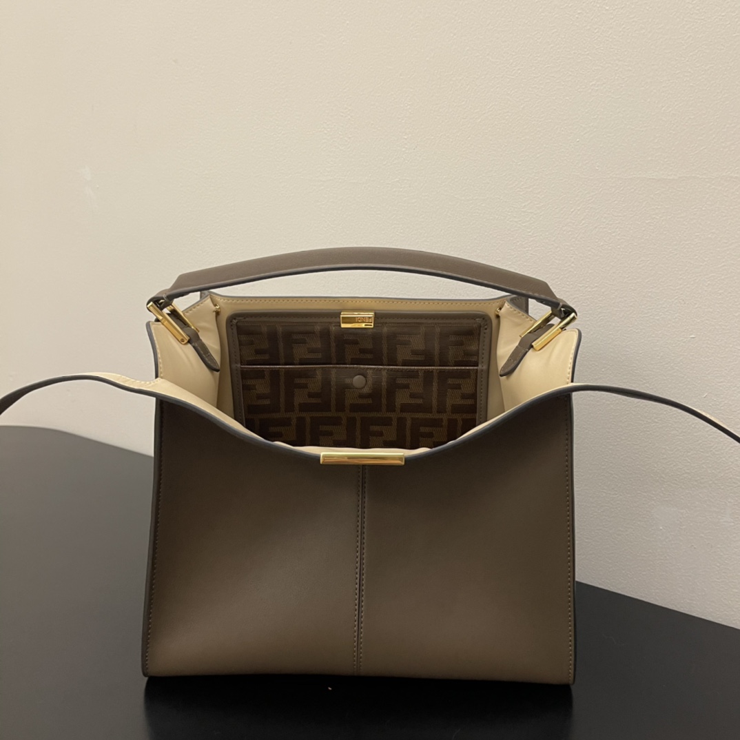 TOP FENDI Medium Peekaboo X-Lite Handbag - 30x25x14CM - Dark Grey