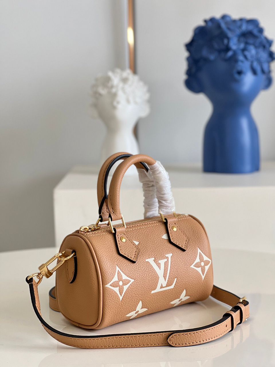 TOP Louis Vuitton LV Mini Speedy Monogram Bag 16cm - Brown and Cream