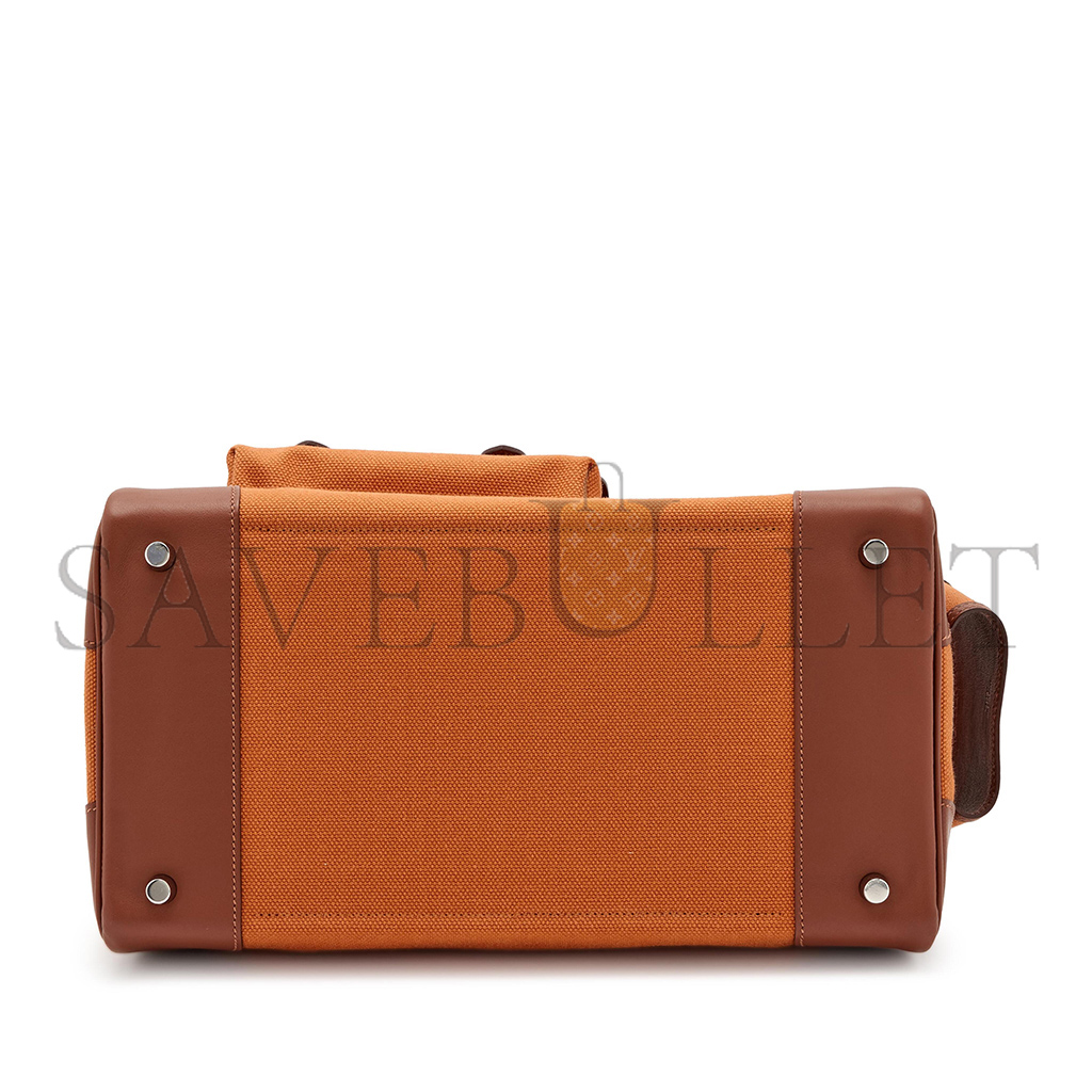 HERMES BIRKIN 35 CANVAS AND SWIFT LEATHER ORANGE SILVER BUCKLE H079238CKA2 (35*25*18cm)
