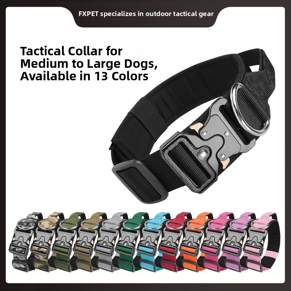 New dog collar: bite-resistant, waterproof, tactical dog collar, adjustable pet tactical collar, dog leash - PawPro UK